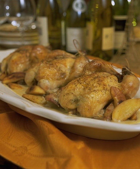 Roasted Game Hens with Calvados