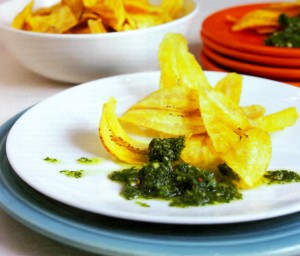 Appetizer Recipe: Plantain Chips with Chimichurri